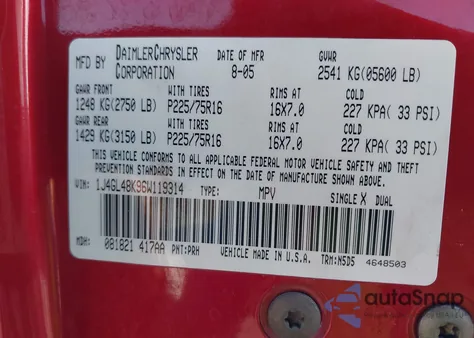 2006 Jeep Liberty Sport from USA, damaged, VIN 1J4GL48K96W119314